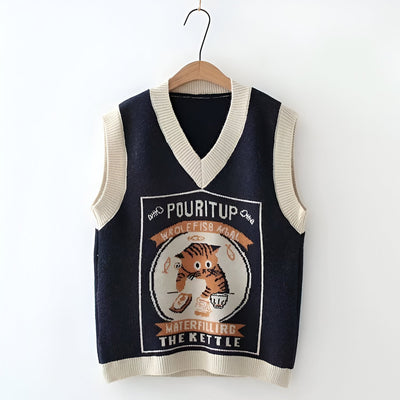 Aiden | Koreanischer Stil Pink Peach Blossom Strickweste