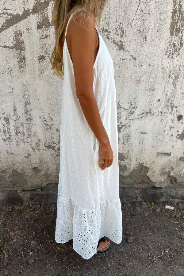 Laura® | Langes Strapskleid aus Baumwolle und Leinen