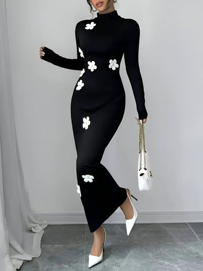 Anneliese| Elegantes Bodycon-Kleid mit floralem Hals-Ausschnitt