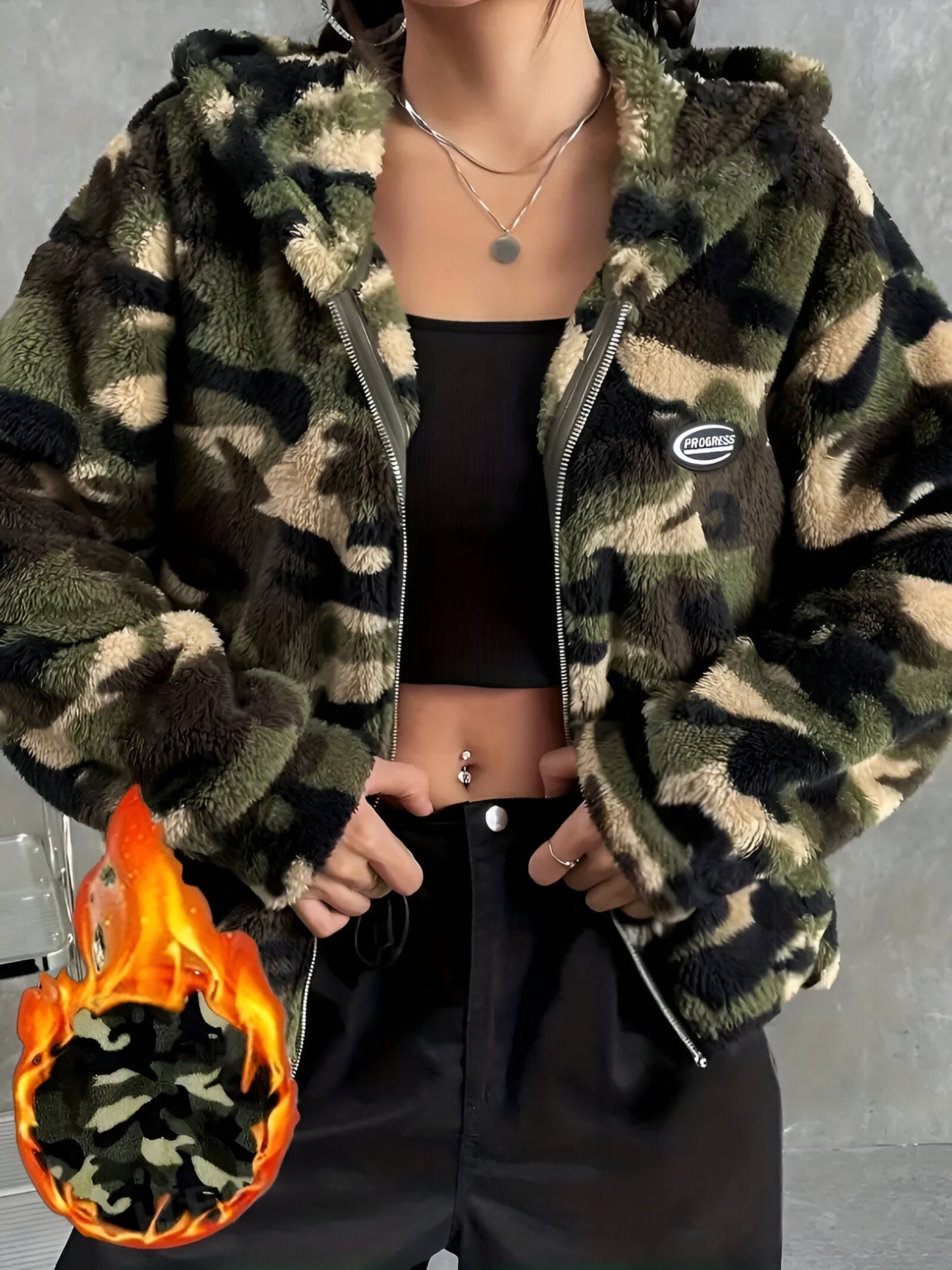 Doll | Kuschelige & Stilvolle Camouflage Kapuzenjacke