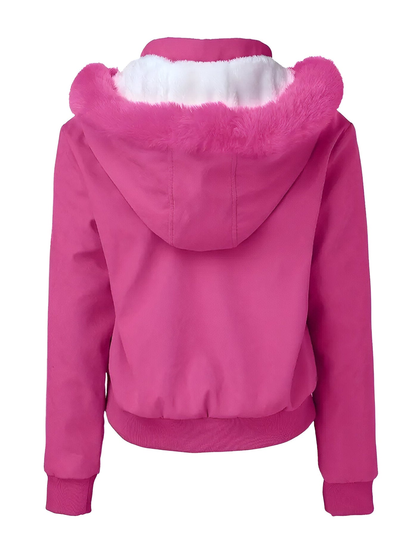 Angela | Schicke Magenta Fleece-gefütterte Kapuzenjacke mit Taschen