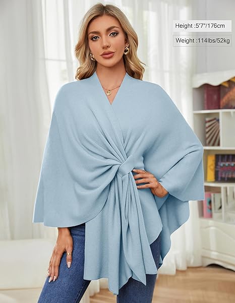 Eleganter Wickelponcho Ivory Weiß - Clara
