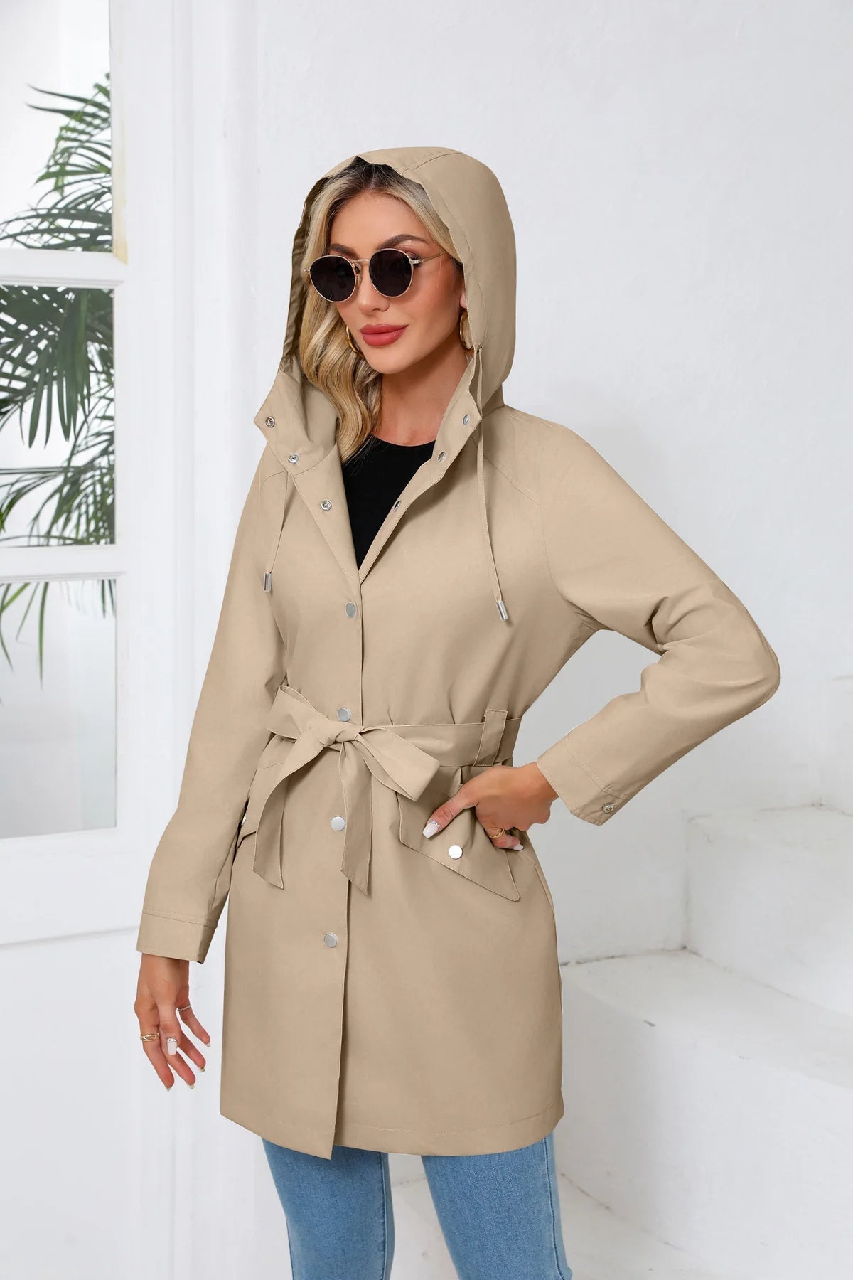 Langer Kapuzenmantel Jacke für Frauen