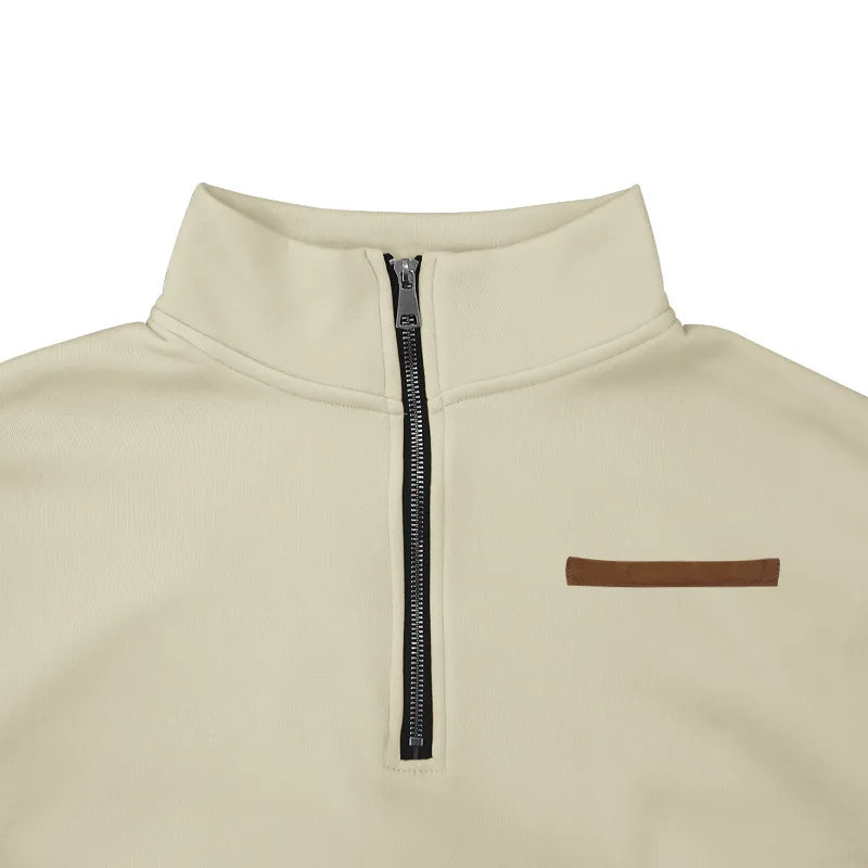 Halbreißverschluss-Pullover aus Samt für Herren