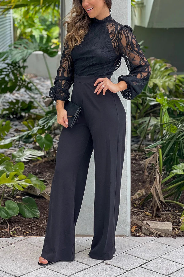 María Fernanda® | Schwarzer Overall mit Spitzenoberteil und offenem Rücken