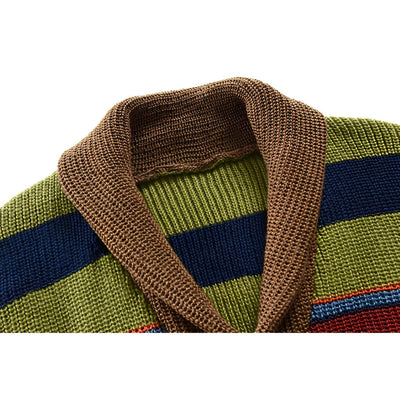 Herren Retro-Cardigan mit Farbblock und Knopfleiste