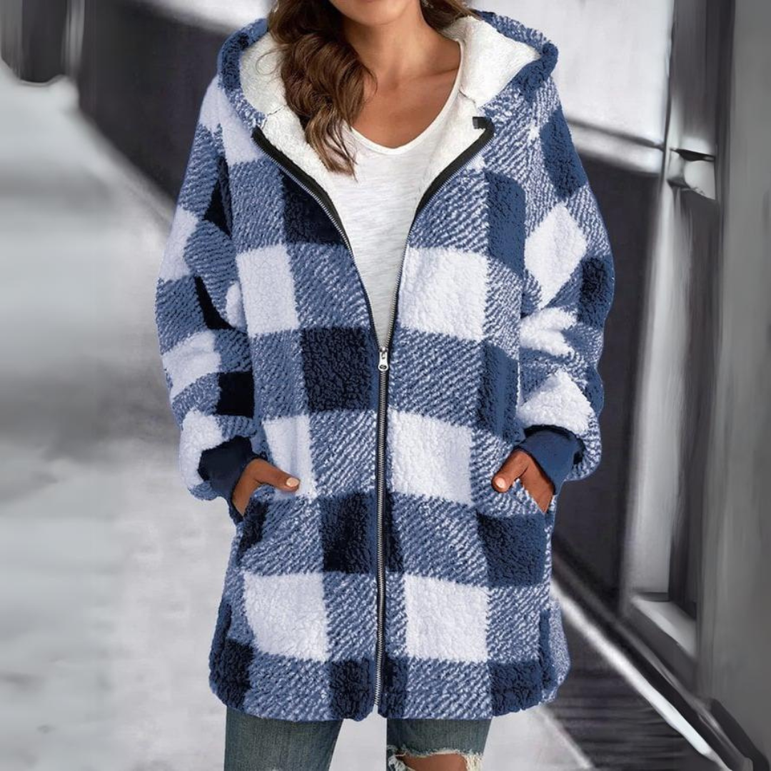 Übergroßer Kapuzenpulli mit Fellfutter für Frauen