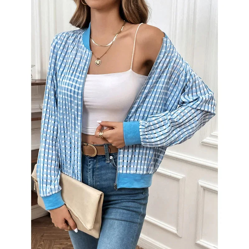 Herbstmode Karo-Strickjacke für Damen