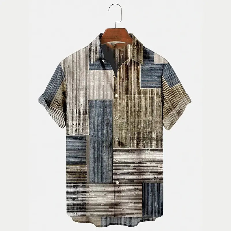 Bernabe - Kurzärmeliges Herrenhemd mit elegantem abstraktem Muster für den Sommer