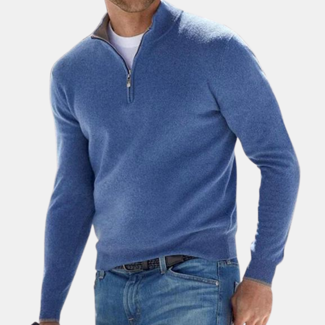Klassischer Strickpullover mit Viertelreißverschluss für Herren
