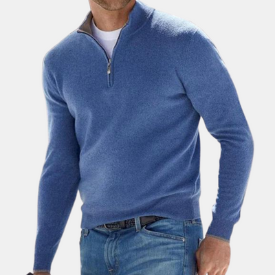 Klassischer Strickpullover mit Viertelreißverschluss für Herren