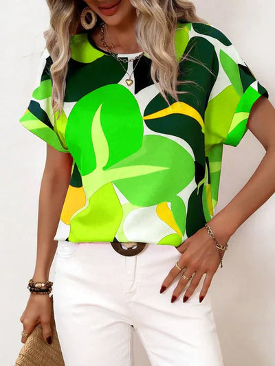 Alberta – bedruckte bluse mit kurzen armeln