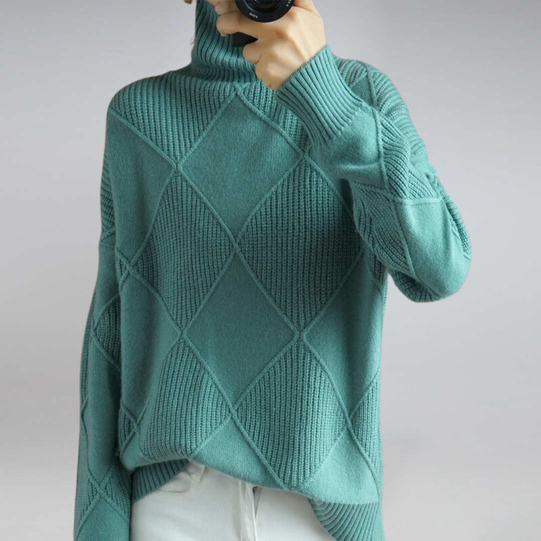 Stilvoller Damenpullover mit Diamantmuster