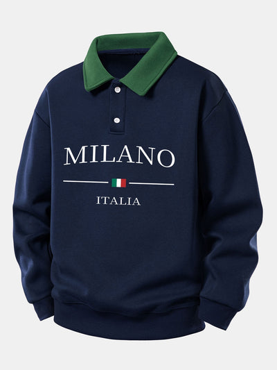 Gideon – Milano Drucken Kontrast Polo-Sweatshirt