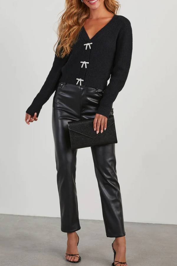 Leah® | Cardigan mit verzierter Schleife und Knopfleiste vorne