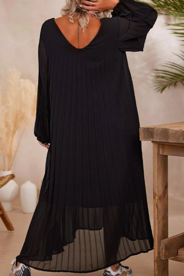 Leila® | Loses Patchwork-Maxikleid aus Baumwolle und Leinen