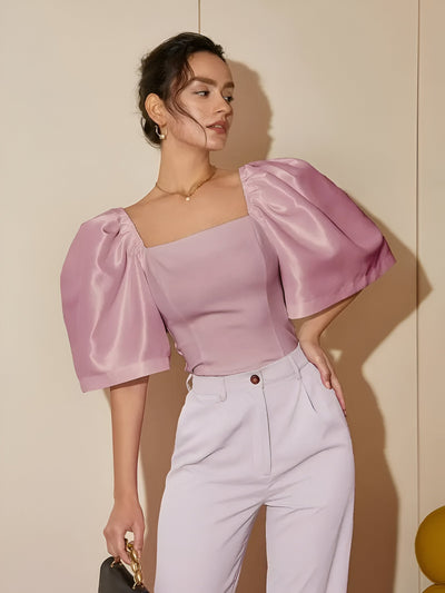 Renatta | Elegante Slim Bluse mit Quadrat-Ausschnitt