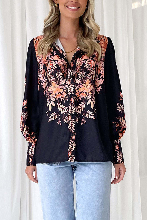 Luna® | Temperamentvolles, langärmliges, einreihiges Hemd mit V-Ausschnitt