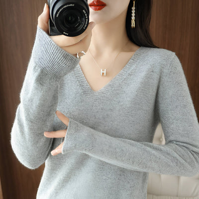 Lieselotte | Gemütlicher V-Ausschnitt Strickpullover