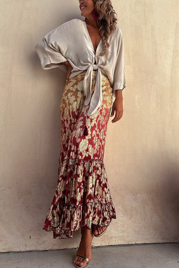 Amelia® | Summer Mood – Lockere Bluse aus Satin mit Bindeband vorne