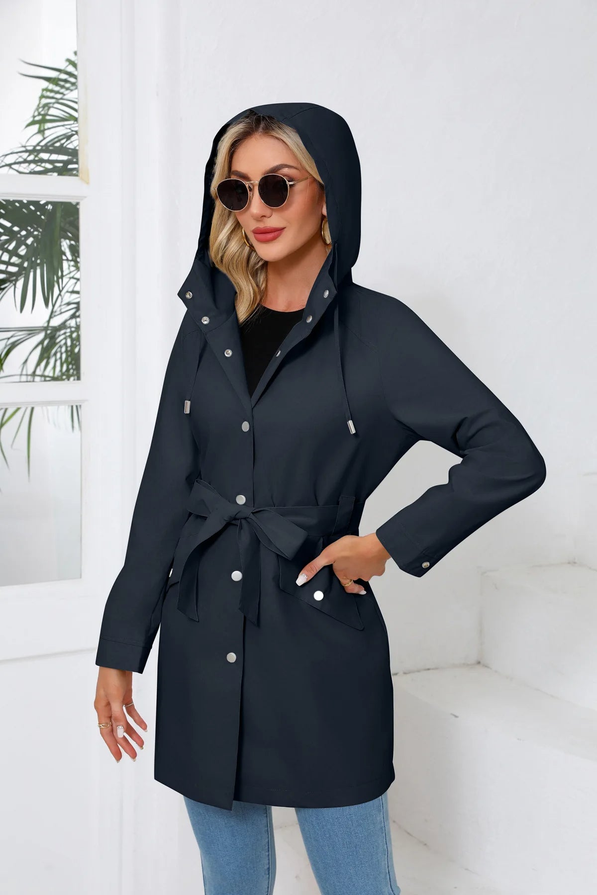 Langer Kapuzenmantel Jacke für Frauen