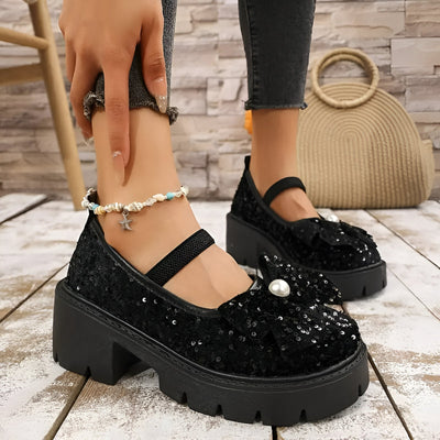 Lina | Schicke Damen Loafers mit Perle und Schleife