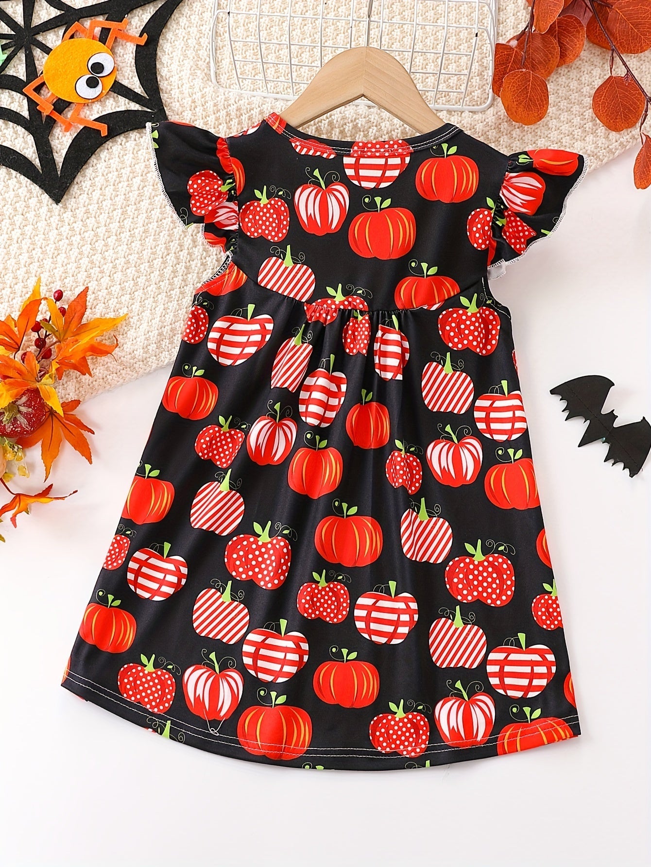 Mädchen Kleid mit niedlichem Cartoon-Allover-Print und Rüschenärmeln – Pink