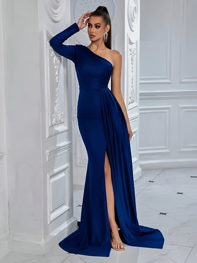 Samira | Elegantes Drapiertes Seidenabendkleid
