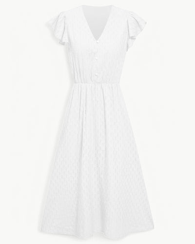 Lara™ | Kleid mit V-Ausschnitt und Rüschenärmeln