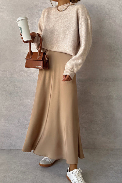 Sadie® | Hellbrauner Satinrock