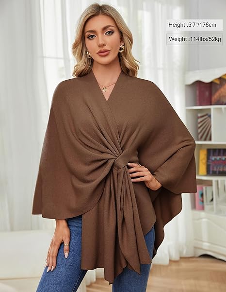 Eleganter Wickelponcho Ivory Weiß - Clara