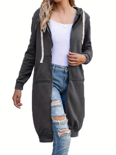 Roter Langer Zip-Up Hoodie – Lisa