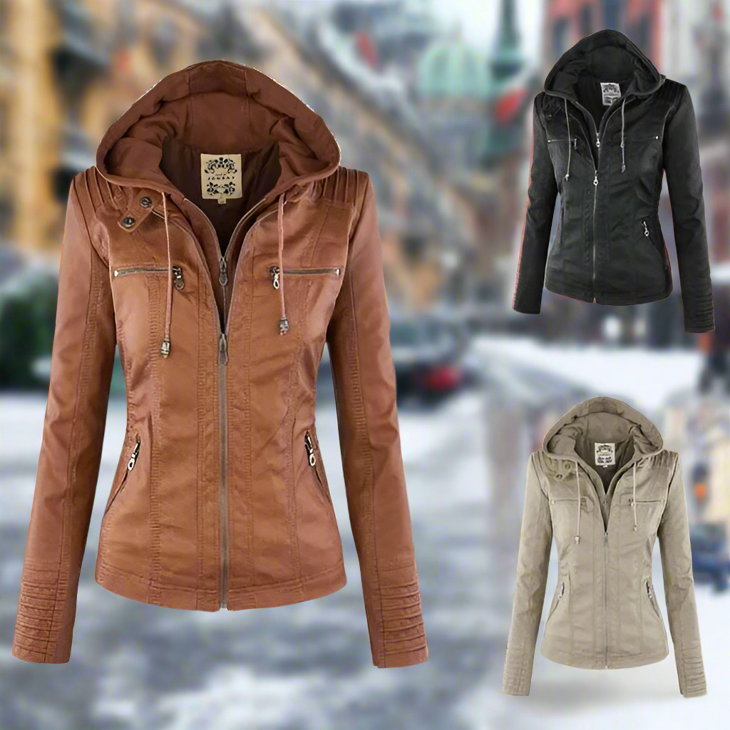 Elegante Zip-Up Jacke mit abnehmbarer Kapuze für Frauen