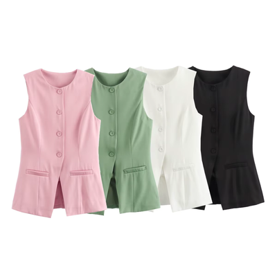 VIRENA – Ärmelloser Damenblazer mit Knopfleiste