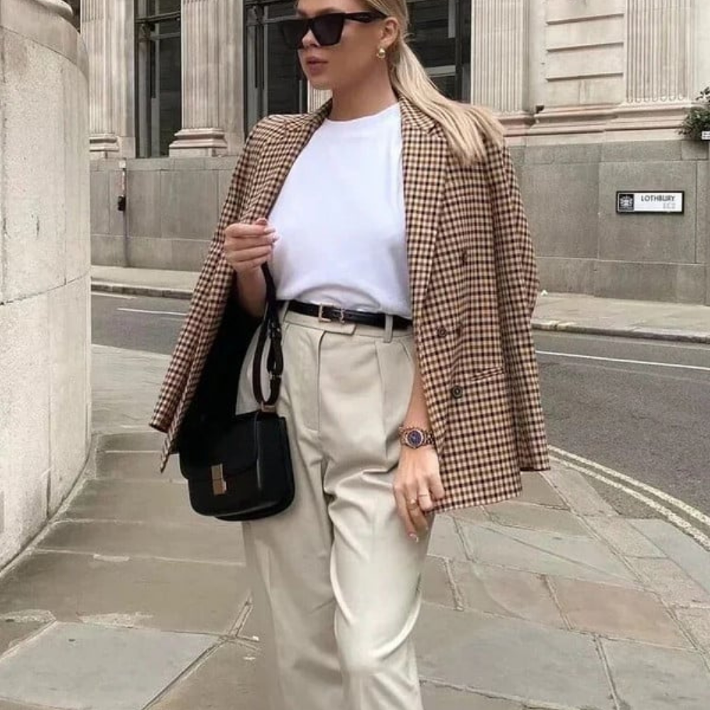 Stylischer, farbenfroher Karo-Blazer für Damen - Beixina