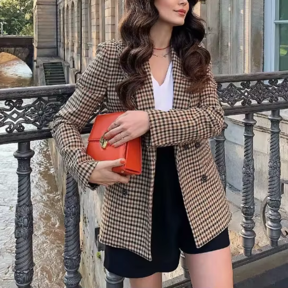 Stylischer, farbenfroher Karo-Blazer für Damen - Beixina