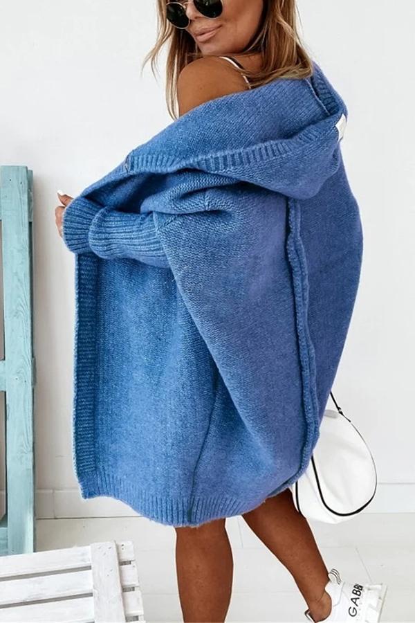 Blaue Kapuzenjacke mit Fledermausärmeln – Lara