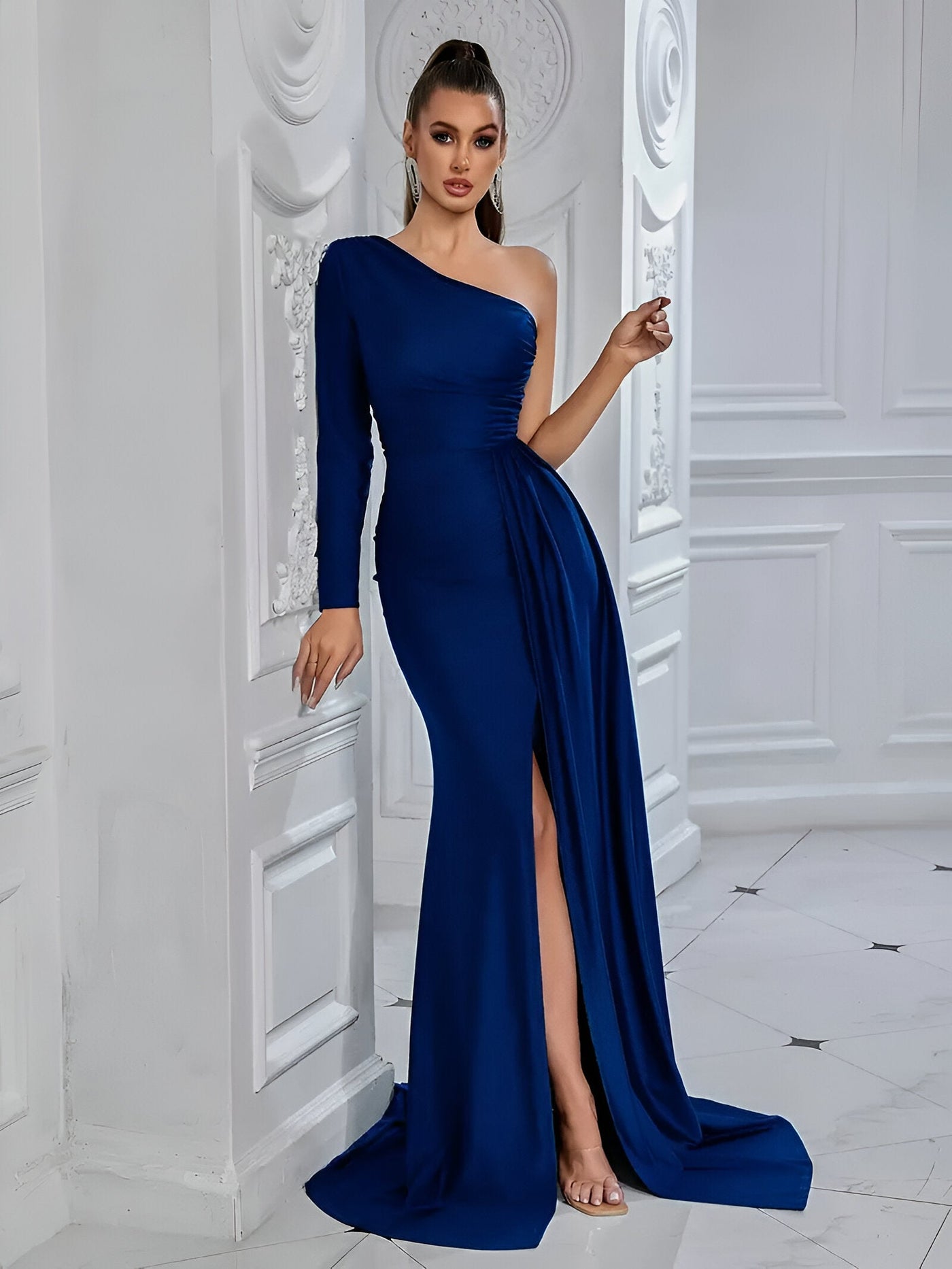 Samira | Elegantes Drapiertes Seidenabendkleid