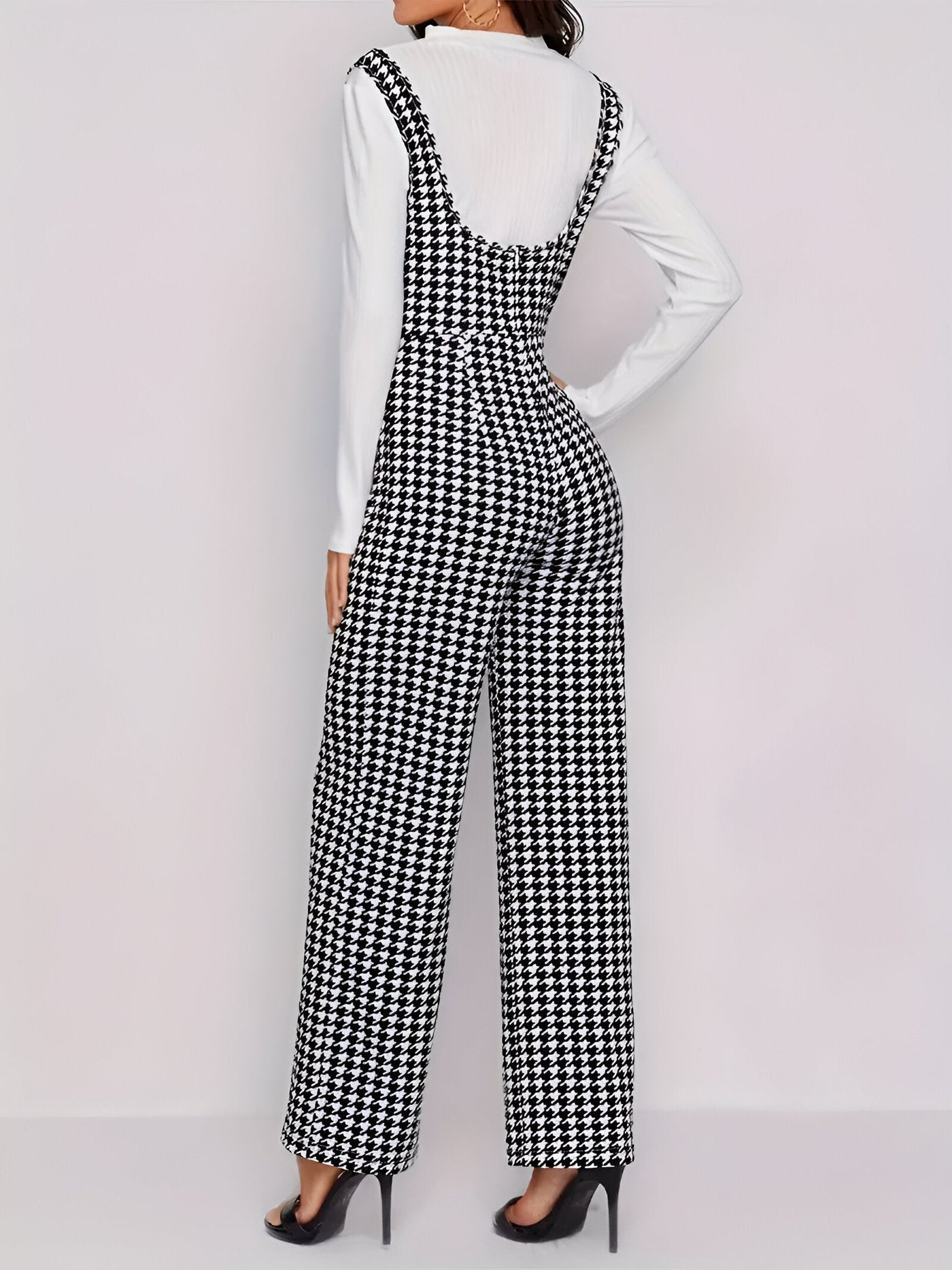 Mylah | Eleganter Hahnentrittmuster-Jumpsuit
