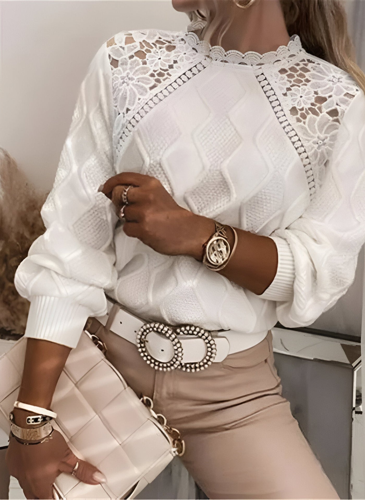 Emery | Gemütlicher Herbst Strick Spitzen Pullover