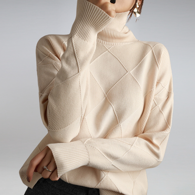 Stilvoller Damenpullover mit Diamantmuster