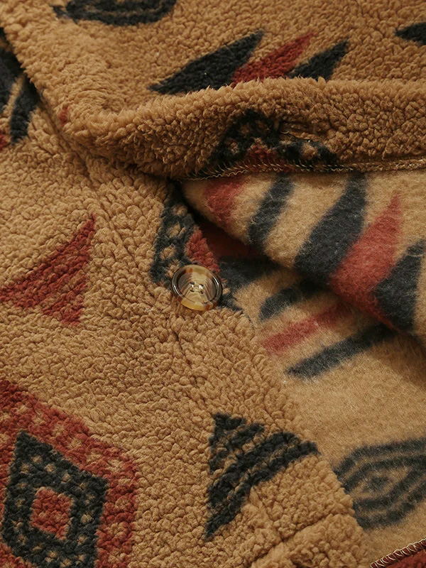 Alec - retro-fleecejacke mit aufschlägen im ethno-Stil