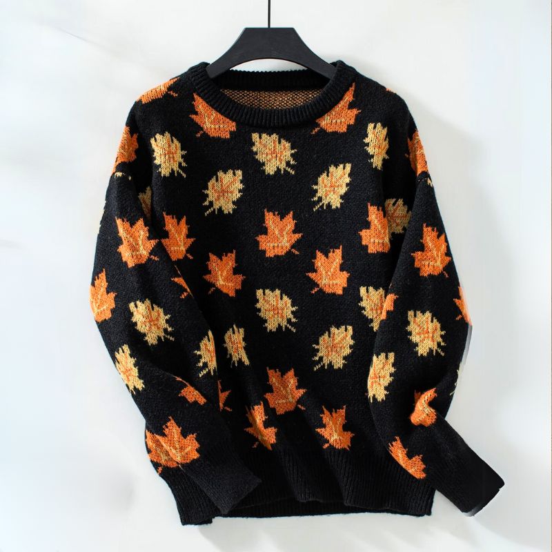 Gemütlicher Herbstblätter-Pullover für Damen
