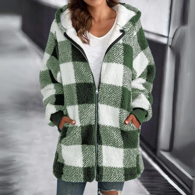 Übergroßer Kapuzenpulli mit Fellfutter für Frauen