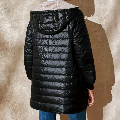 Ultra-gemütliche Kapuzen-Pufferjacke mit Fleece-Futter für Frauen