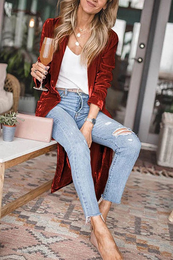 Lilly® | Samt-Cardigan ohne Knöpfe