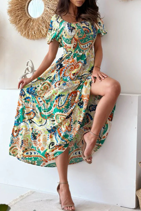 Pilar® | Sexy Urlaubskleid mit Blumenmuster, schulterfrei, geschlitzt, bedruckt