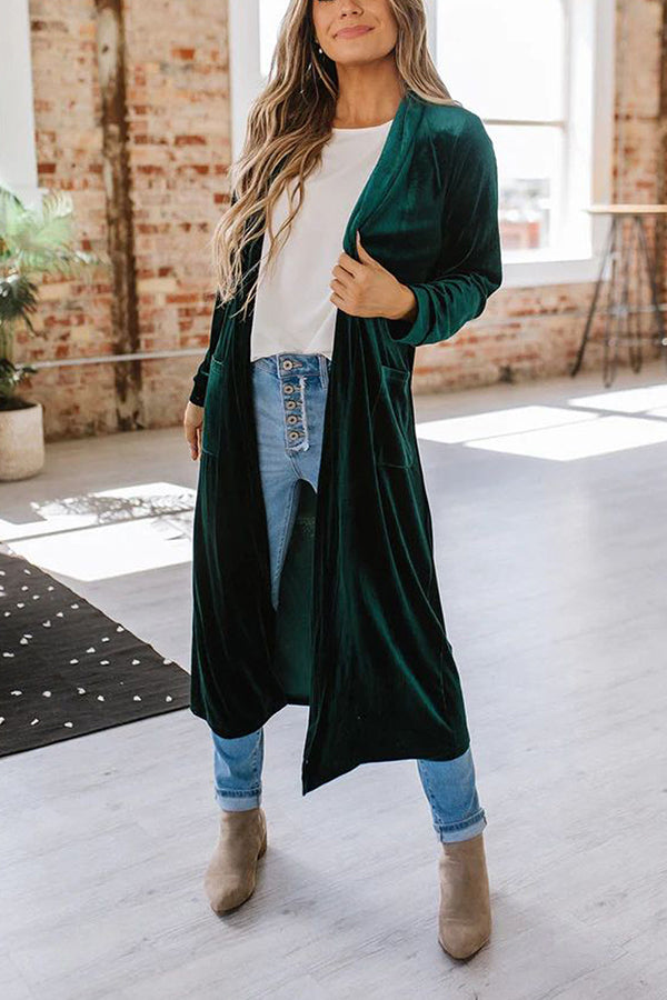 Lilly® | Samt-Cardigan ohne Knöpfe