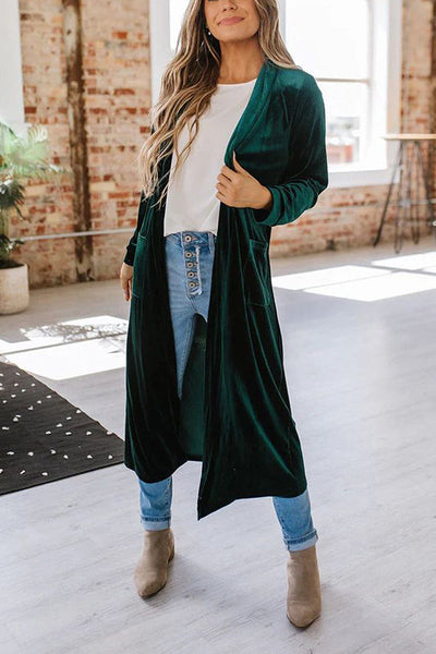 Lilly® | Samt-Cardigan ohne Knöpfe