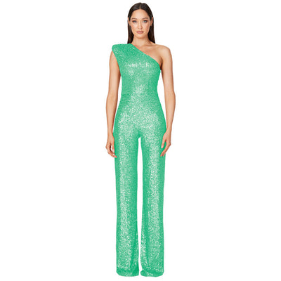 Diana – Ärmelloser Ein-Schulter-Pailletten-Jumpsuit